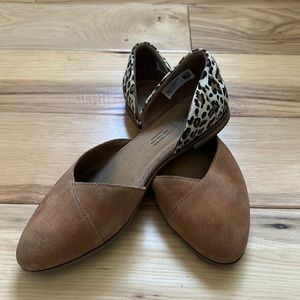 Toms flats - leopard and tan slip ons - size 7